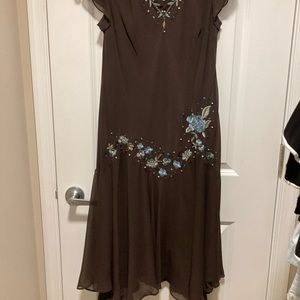 Dressy midi length dress.